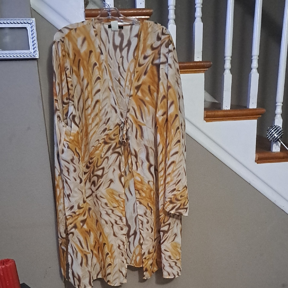Ashley Stewart Elegant Brown and Cream Cardigan